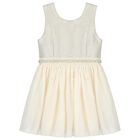 Girls Ivory & Gold Pearl Dress, 1, hi-res