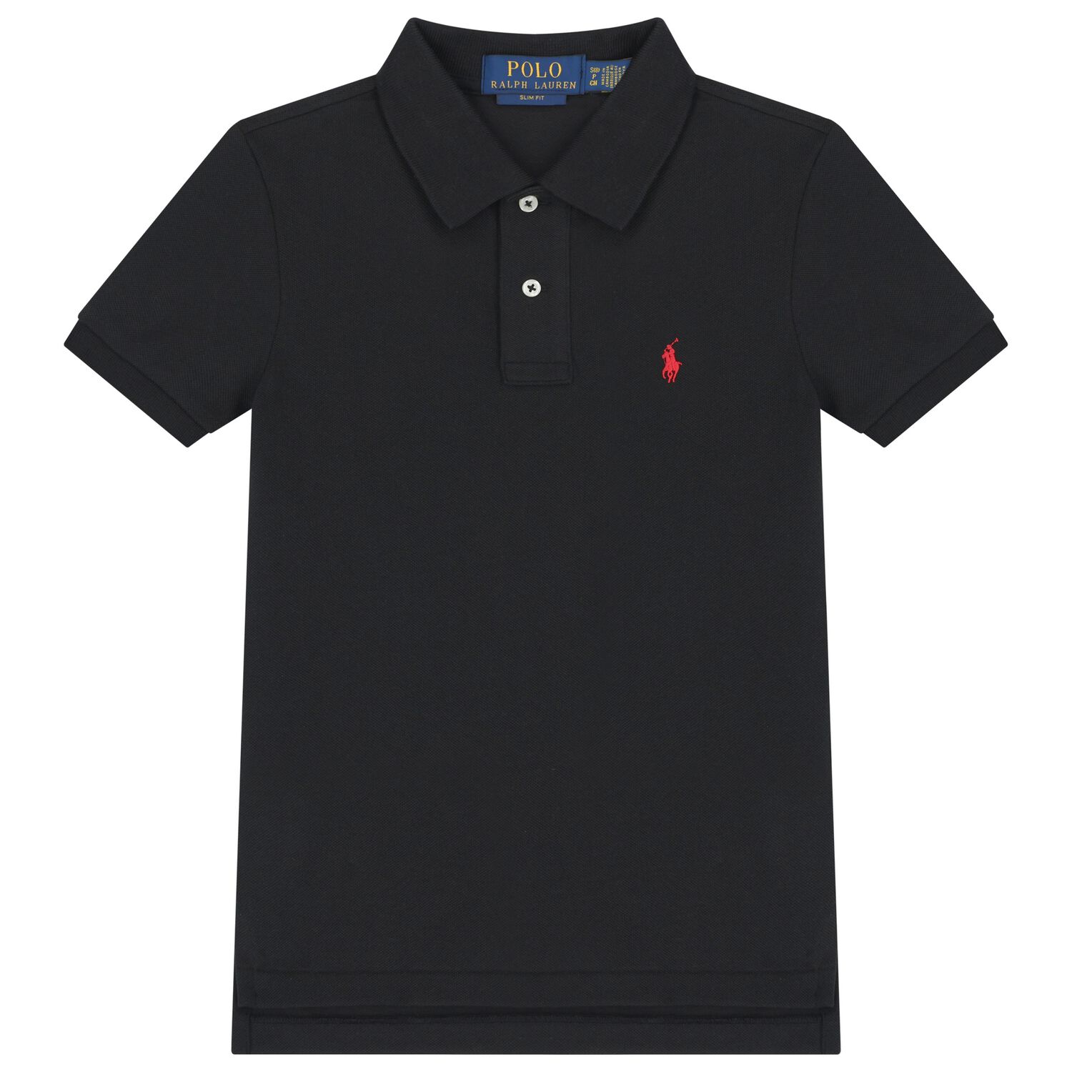 Boys Black Logo Polo Shirt, 1, hi-res