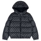 Boys Navy Blue Logo Padded Puffer Jacket, 2, hi-res