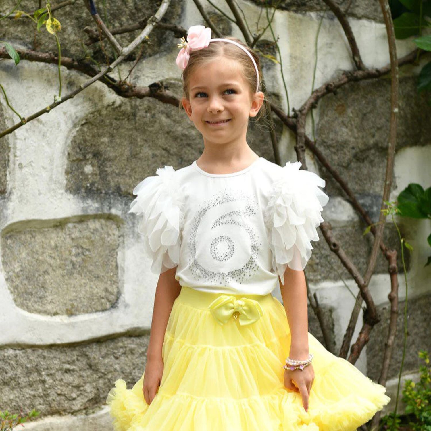 Girls White 6th Birthday T-Shirt, 10, hi-res