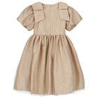 Girls Gold Glitter Polka Dot Dress, 1, hi-res
