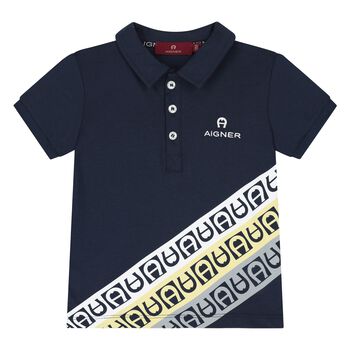 Younger Boys Navy Blue Logo Polo Shirt