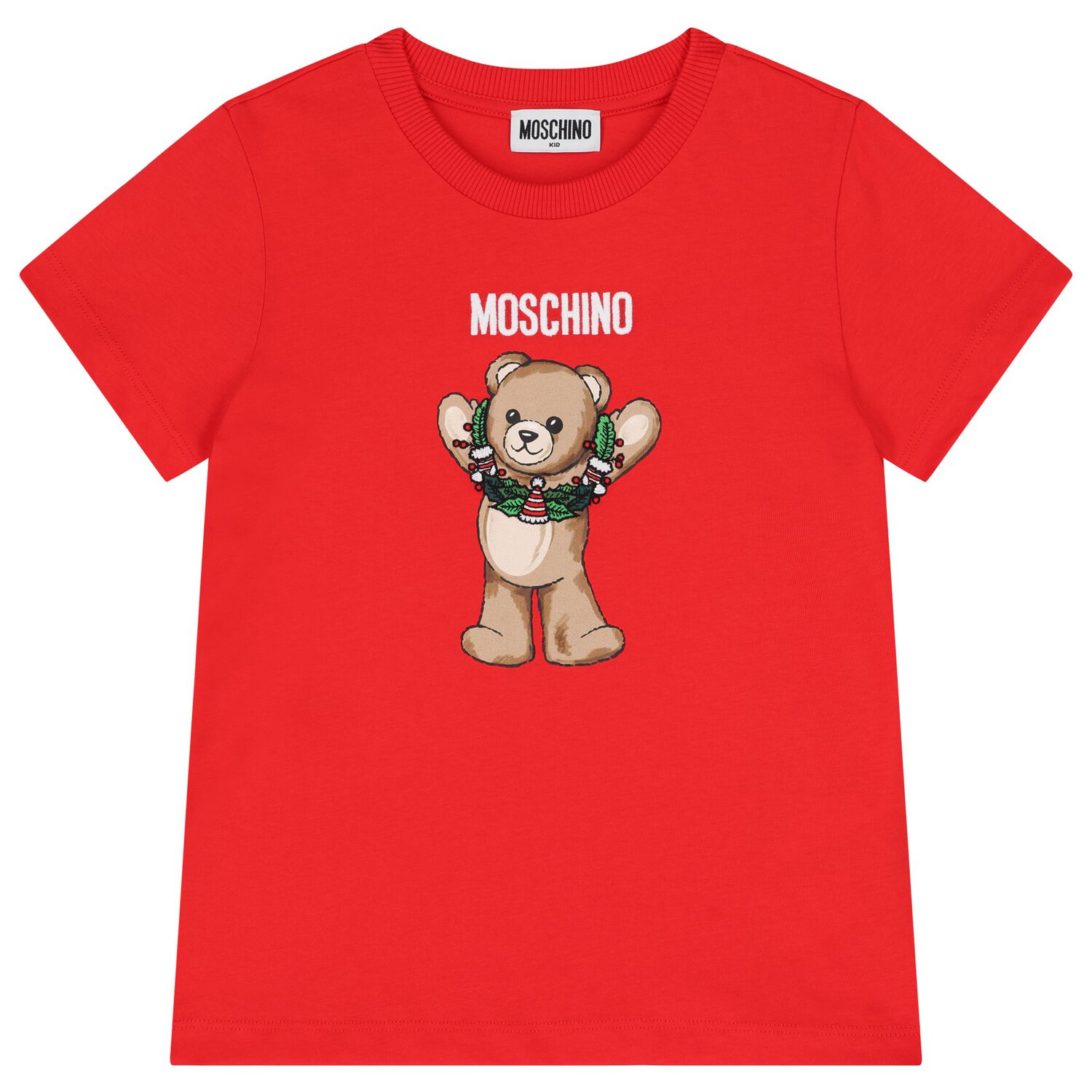 Red Christmas Teddy Bear Logo T-Shirt, 2, hi-res