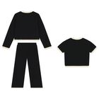 Girls Black & Beige Trousers Set, 1, hi-res