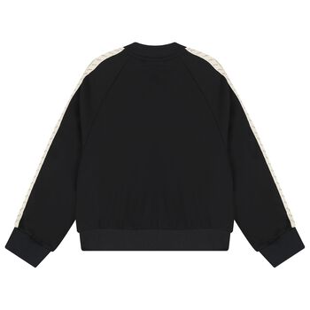 Girls Black Logo Zip Up Top