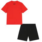 Boys Red & Black Logo Shorts Set, 3, hi-res
