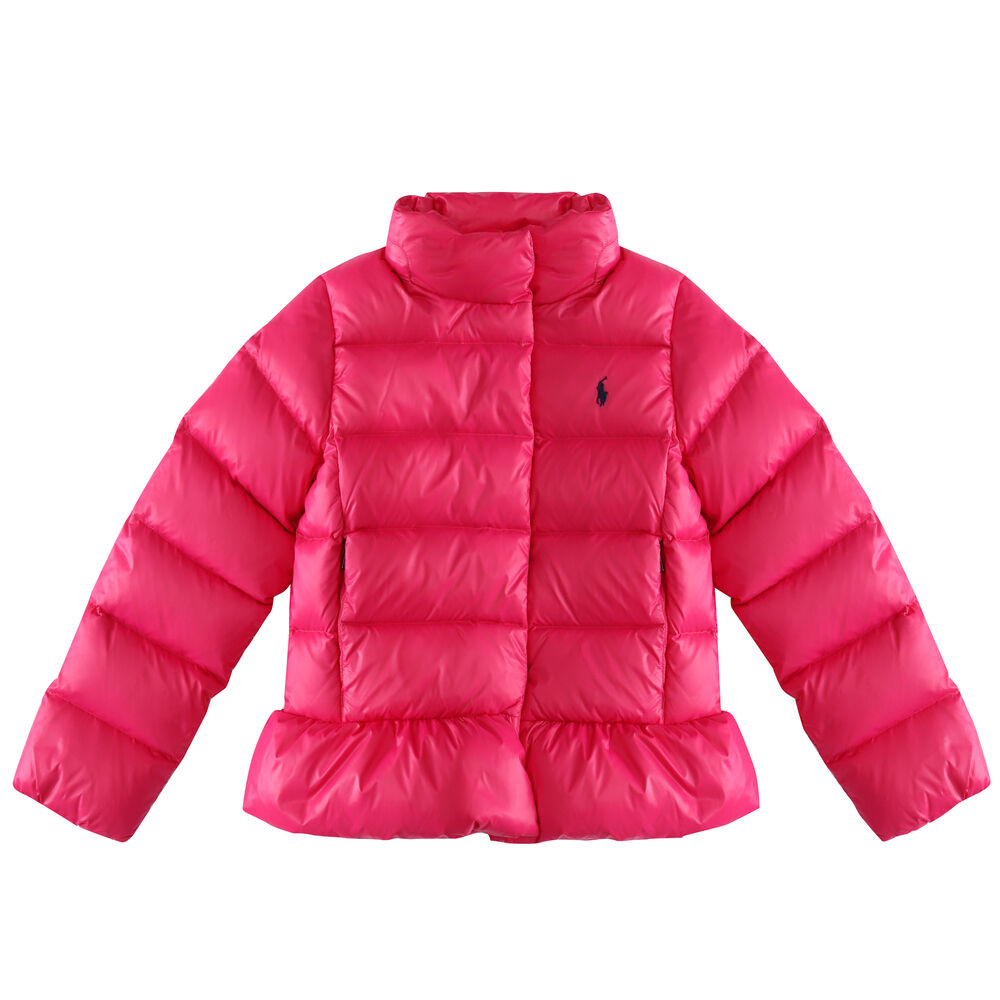Ralph Lauren Girls Pink Logo Puffer Jacket | Junior Couture UK