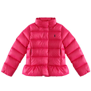 Girls Pink Logo Puffer Jacket