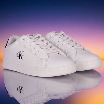 White & Black Logo Trainers