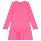 Girls Pink Logo Dress, 3, hi-res