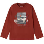 Boys Orange Car Long Sleeve Top, 1, hi-res