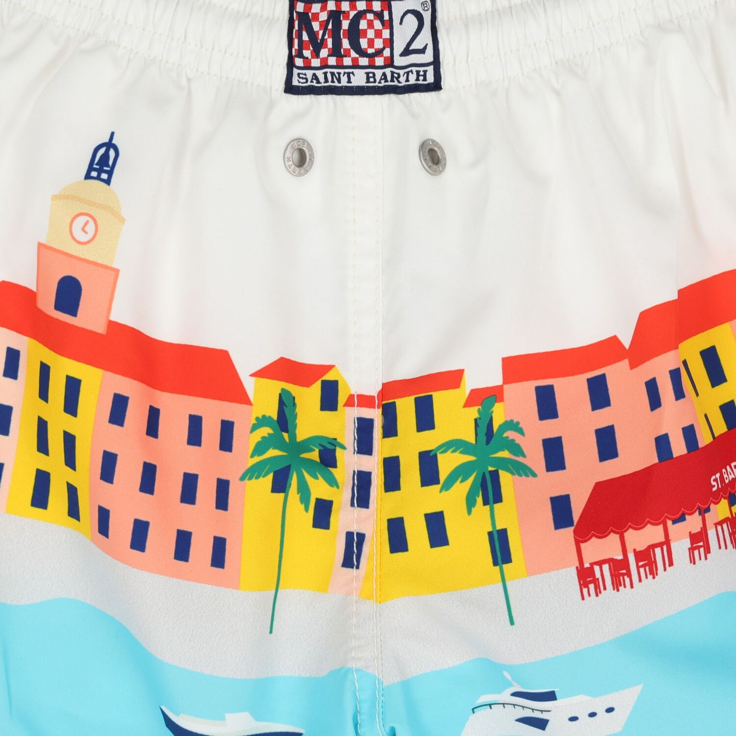 Boys White & Blue Logo Swim Shorts, 1, hi-res