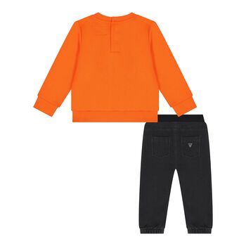 Baby Boys Orange & Black Tracksuit