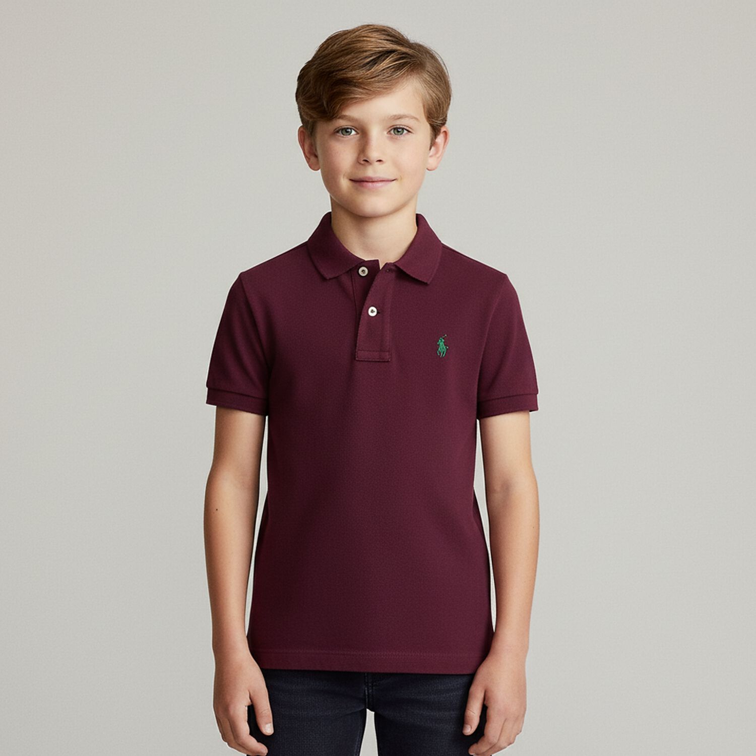 Boys Burgundy Logo Polo Shirt, 1, hi-res image number null