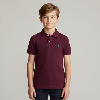Boys Burgundy Logo Polo Shirt