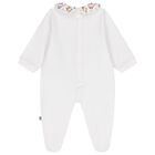 Baby Girls White Teddy Bear Logo Babygrow, 1, hi-res