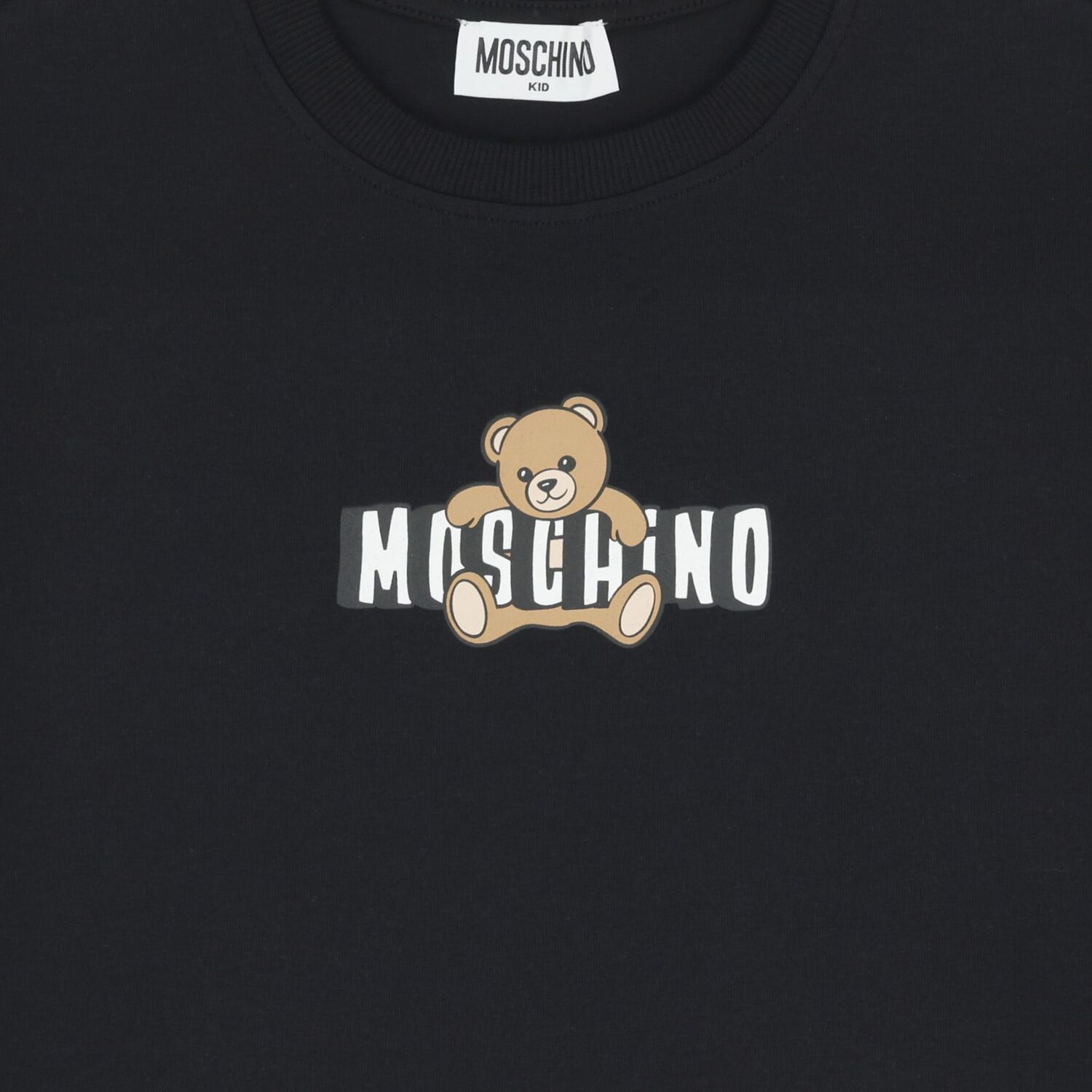 Girls Black Teddy Bear Logo T-Shirt, 5, hi-res