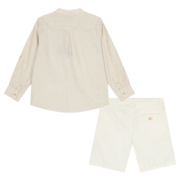Boys Beige & Ivory Shorts Set