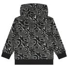 Boys Black & White Logo Hooded Top, 1, hi-res