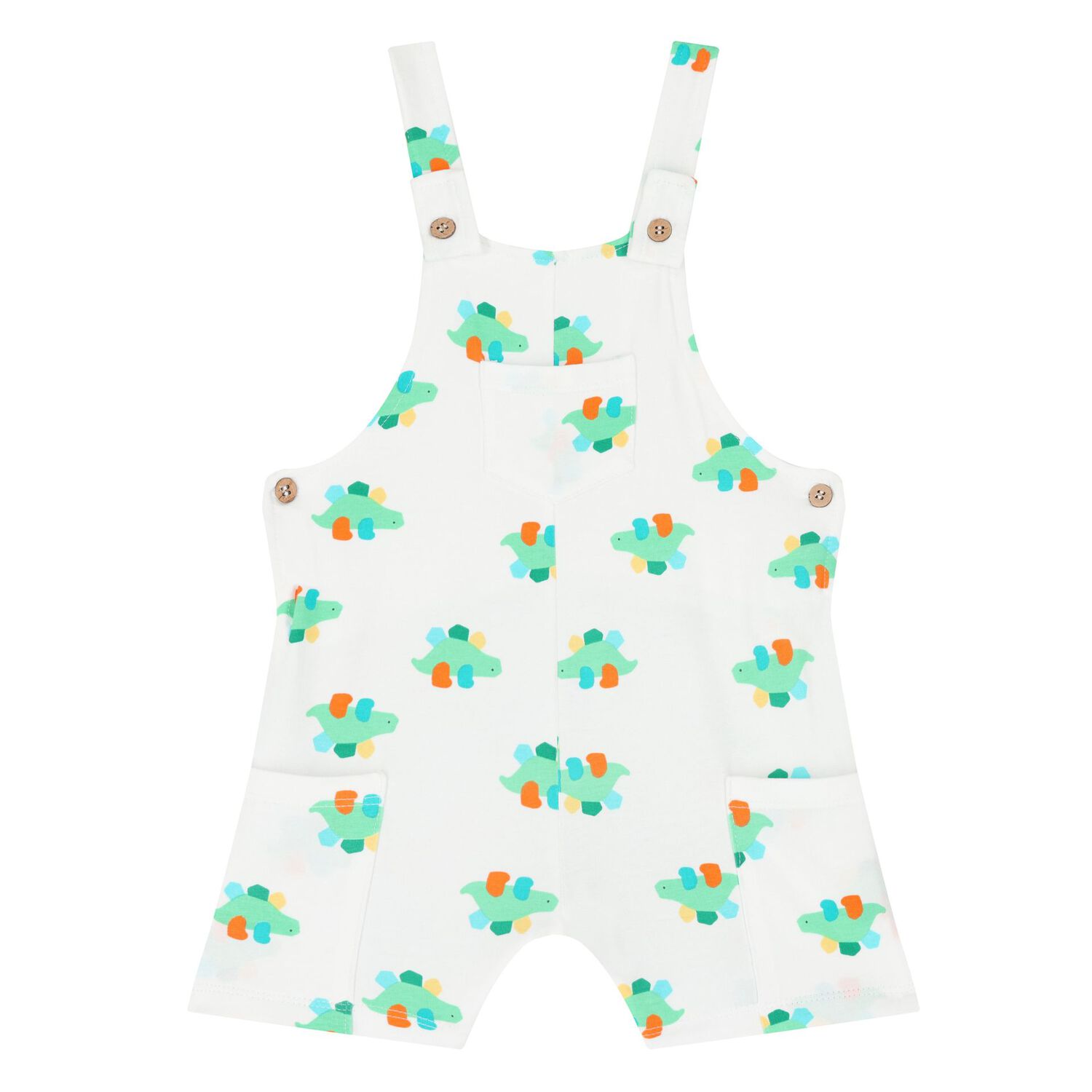 Baby Boys Ivory & Green Dungaree & Hat Set, 2, hi-res