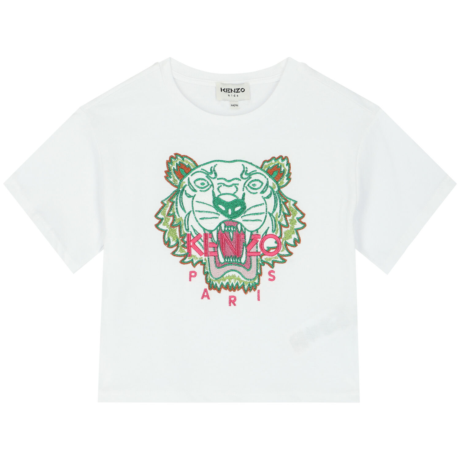 Girls White Tiger Logo T-Shirt, 1, hi-res