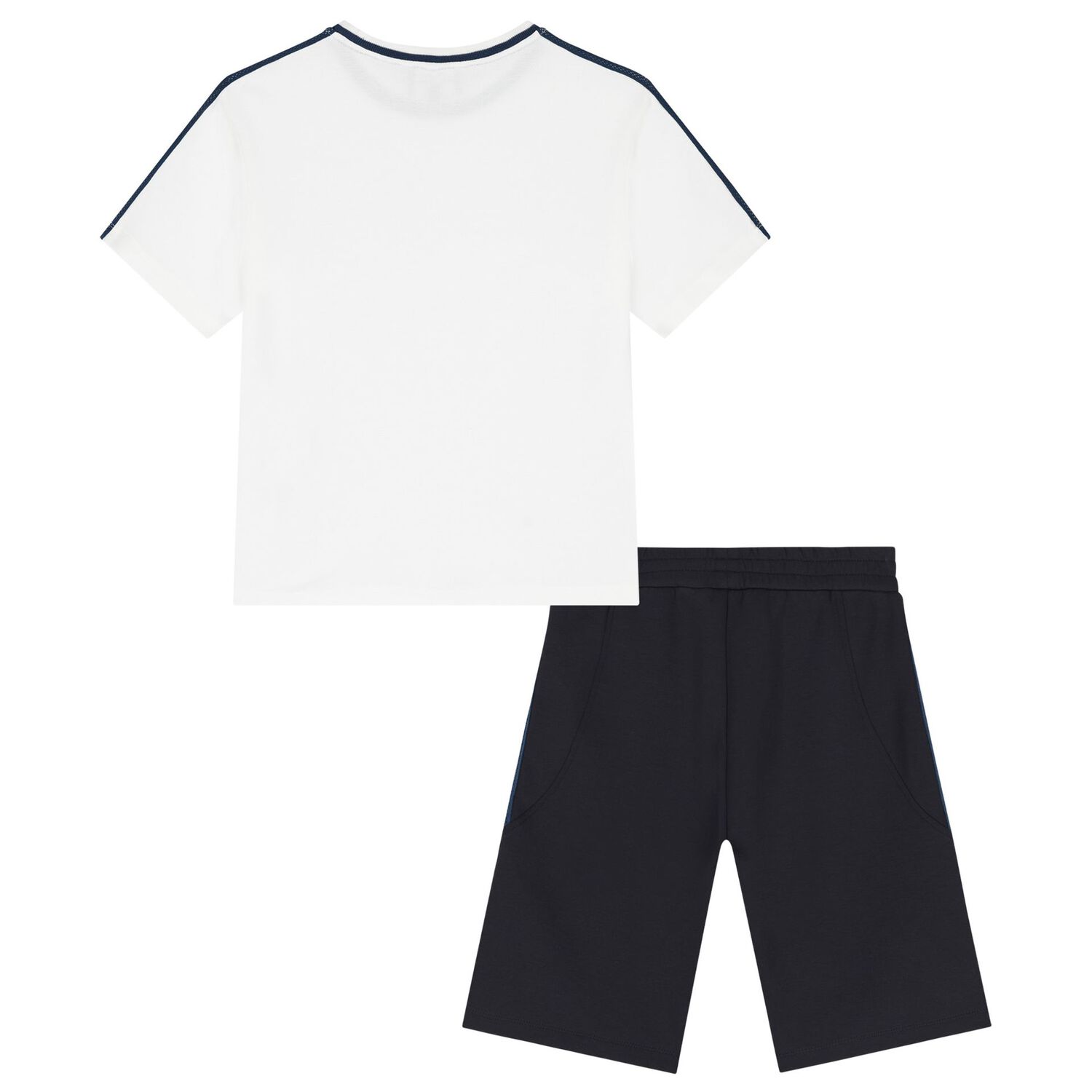 Boys Ivory & Navy Blue Shorts Set, 1, hi-res image number null