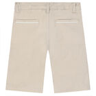 Boys Beige Logo Shorts, 1, hi-res