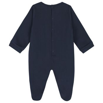 Baby Boys Navy Blue Logo Babygrow