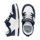 Boys Navy Blue & White Logo Trainers, 1, hi-res