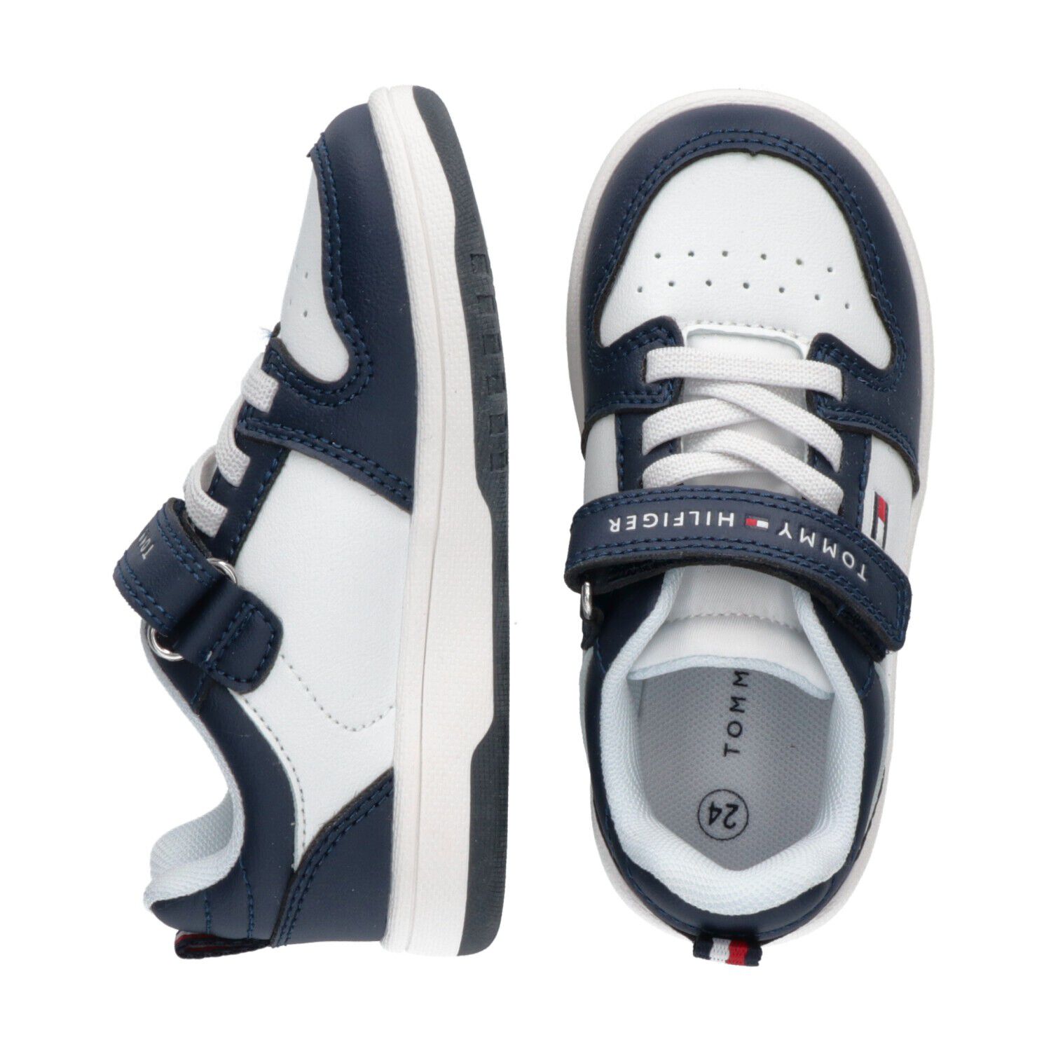 Boys Navy Blue & White Logo Trainers, 1, hi-res image number null