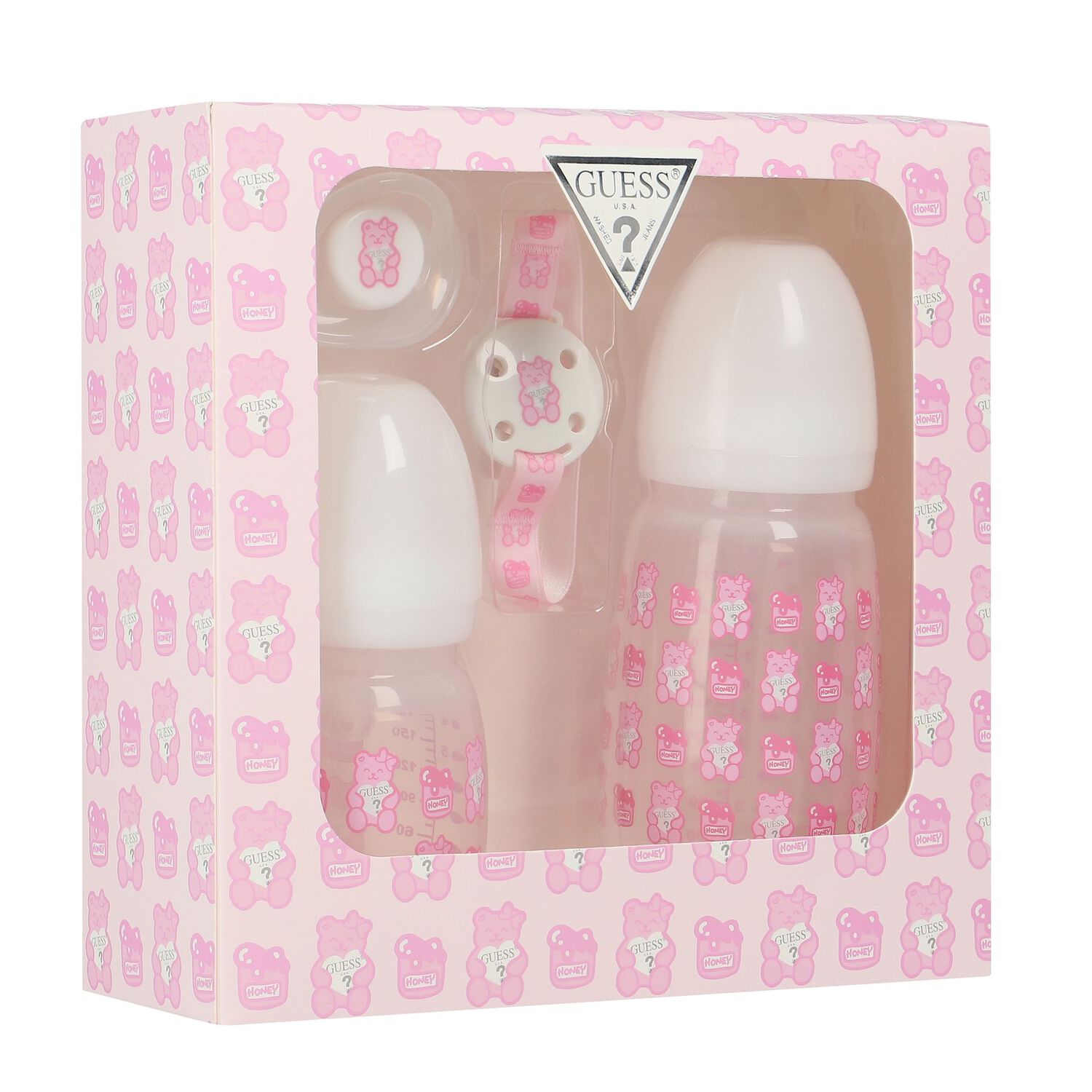 Baby Girls Pink & White Teddy Bear Baby Bottles Gift Set, 1, hi-res