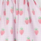 Girls White & Pink Gingham Strawberries Beach Dress, 4, hi-res