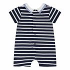 Baby Boys Navy Blue & White Striped Shortie, 1, hi-res