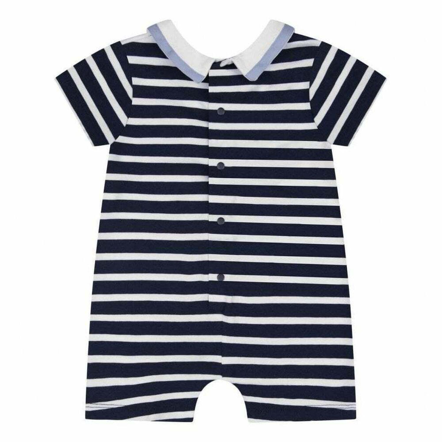 Baby Boys Navy Blue & White Striped Shortie, 1, hi-res