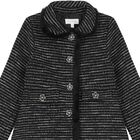 Girls Black Tweed Coat , 1, hi-res