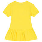 Girls Yellow Teddy Bear Logo Dress, 3, hi-res
