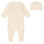 Baby Girls Pink Logo Babygrow & Hat Set, 1, hi-res