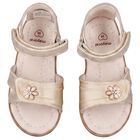 Younger Girls Gold Floral Pearl Sandals, 1, hi-res