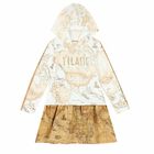Girls Beige Geo Map Logo Dress, 1, hi-res