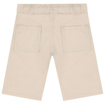 Younger Boys Beige Logo Shorts
