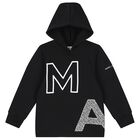 Boys Black Hooded Top, 1, hi-res