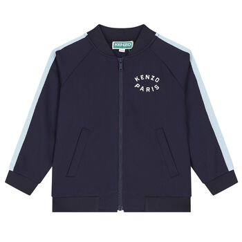KENZO KIDS Navy Blue Tiger Logo Zip Up Top, 1 Navy Blue Tiger Logo Zip Up Top