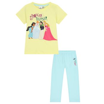 Girls Yellow & Blue Disney Princess Pyjamas
