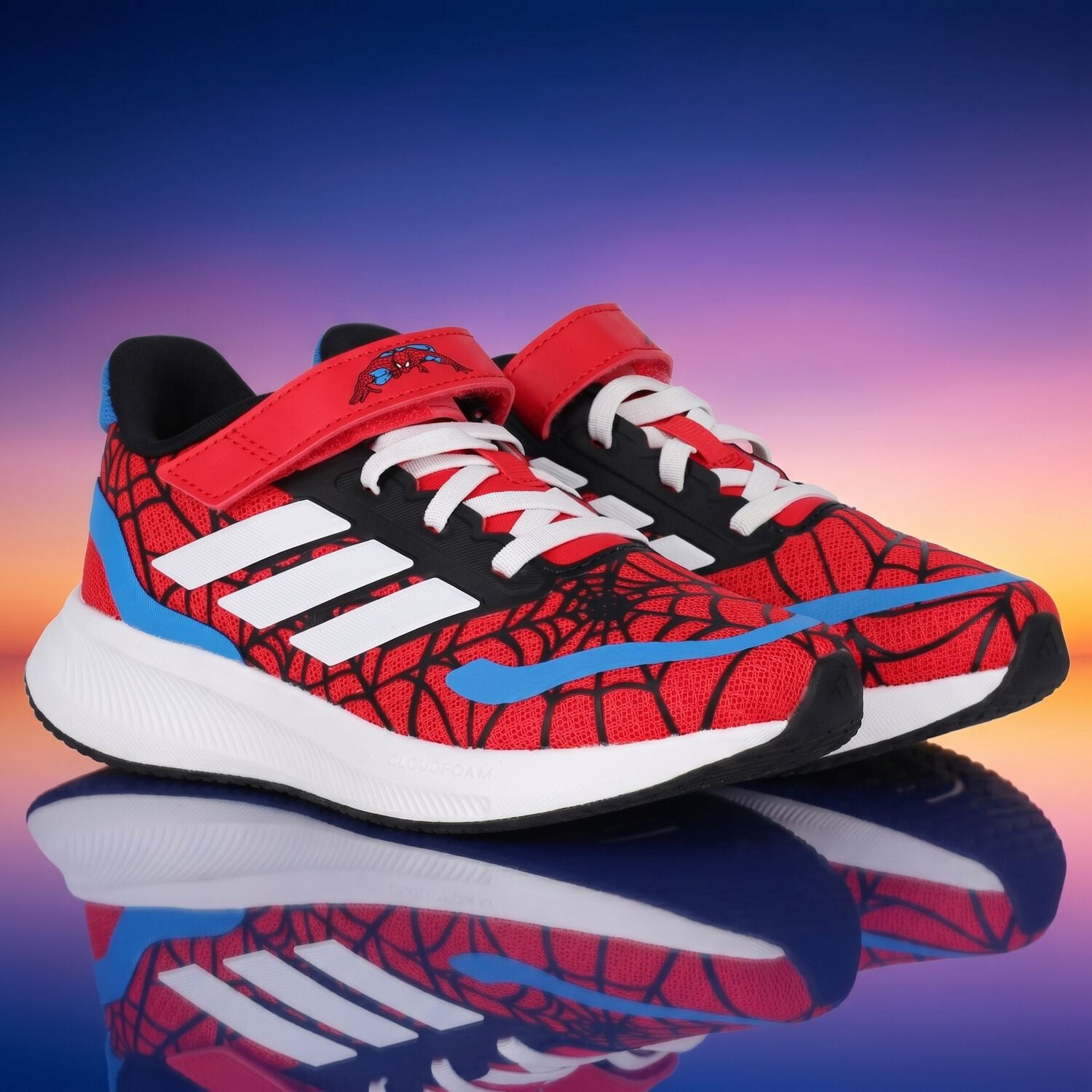 Boys Red Runfalcon Spiderman Trainers, 1, hi-res