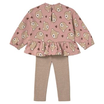 Younger Girls Pink & Beige Leggings Set