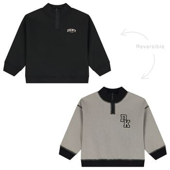 Boys Beige & Black Reversible Sweatshirt