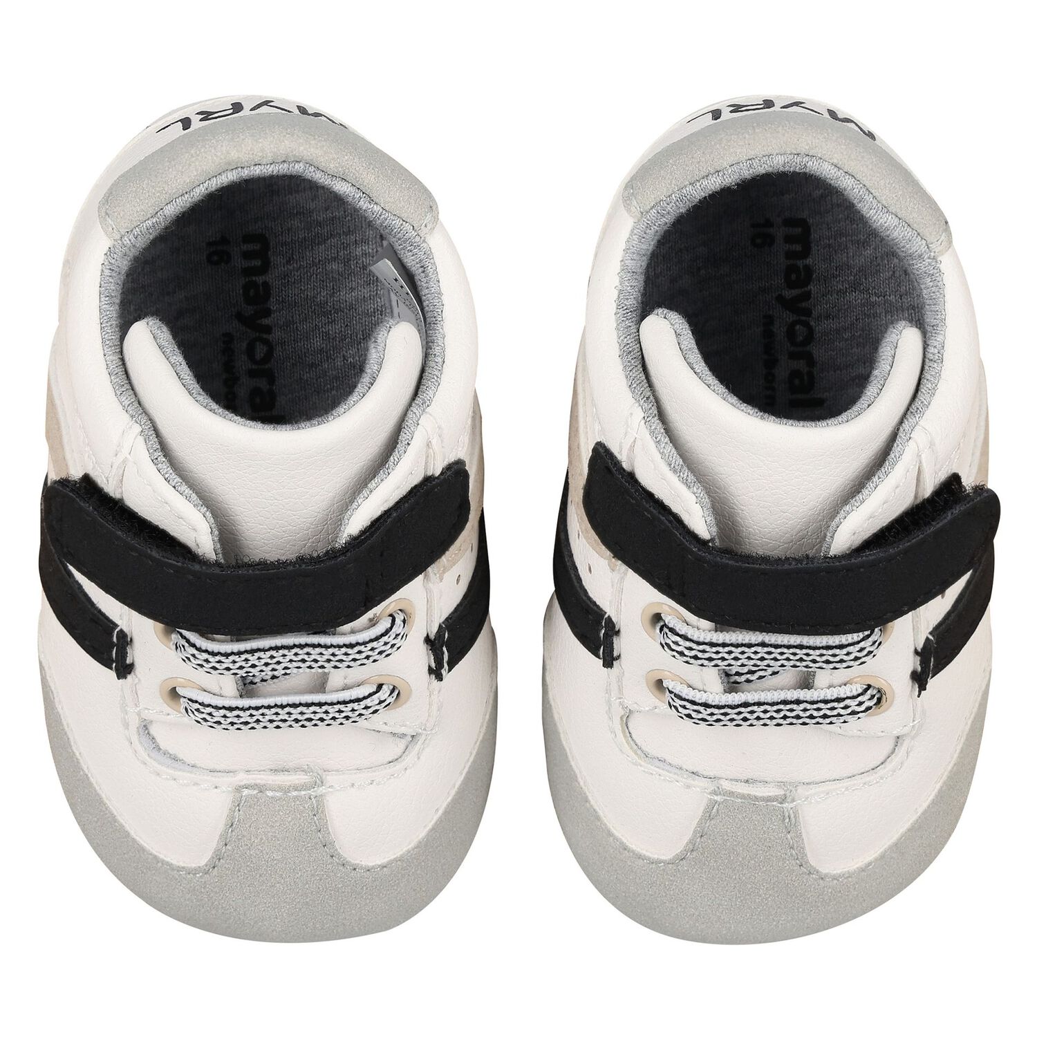 Baby Boys White & Grey Pre-Walker Trainers, 1, hi-res image number null