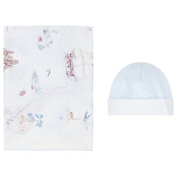 Baby Boys Blue & Ivory Blanket Set