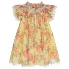 Girls Yellow & Pink Floral Tulle Dress, 2, hi-res