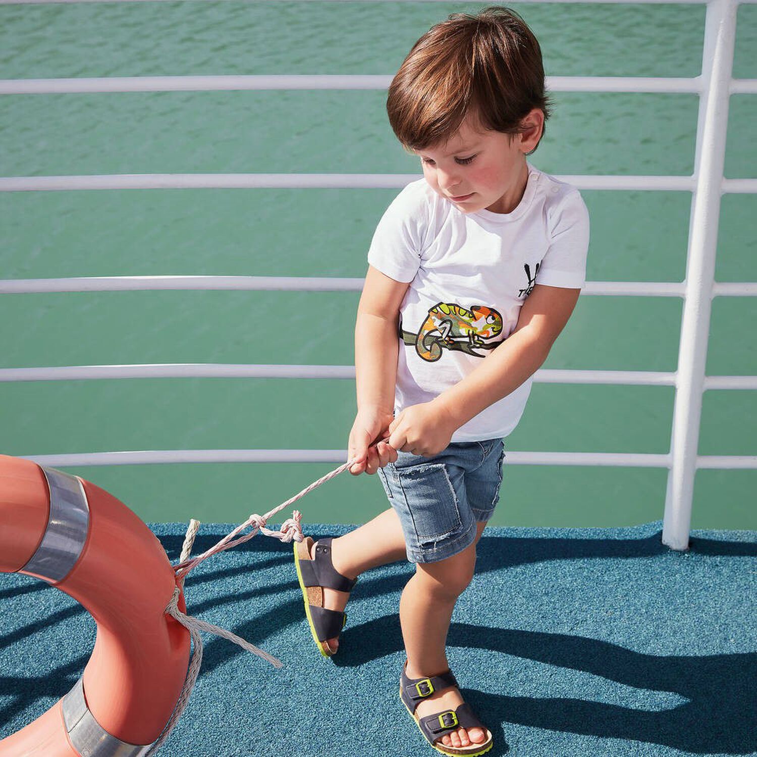 Boys White Chameleon T-Shirt, 1, hi-res